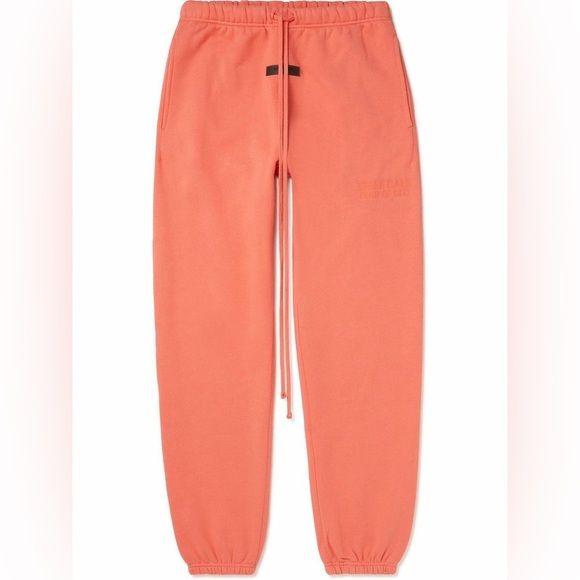 Essentials FEAR OF GOD ESSENTIALS Logo-Appliquéd Jersey Sweatpants | Coral | NEW - Picture 1 of 16
